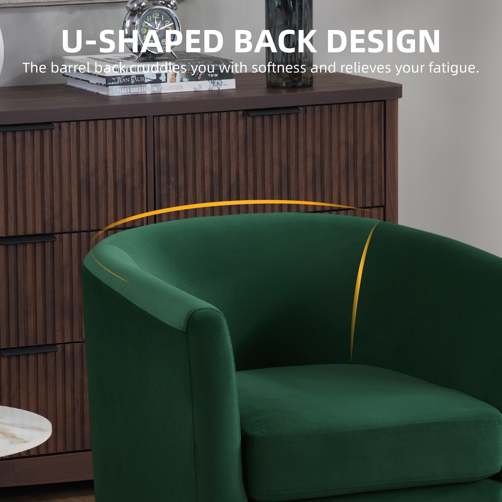 Velvet Accent Chair with Ottoman, Modern Barrel Chair Armchair for Living Room, Green Velvet Accent Chair with Ottoman, Modern Barrel Chair Armchair for Living Room, Green